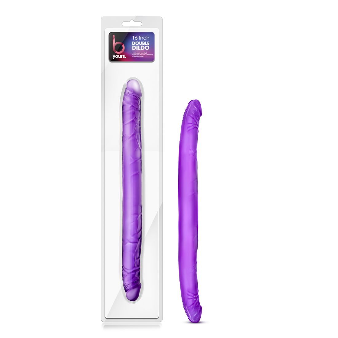 Фиолетовый двусторонний фаллоимитатор B Yours 16  Double Dildo - 40,6 см.