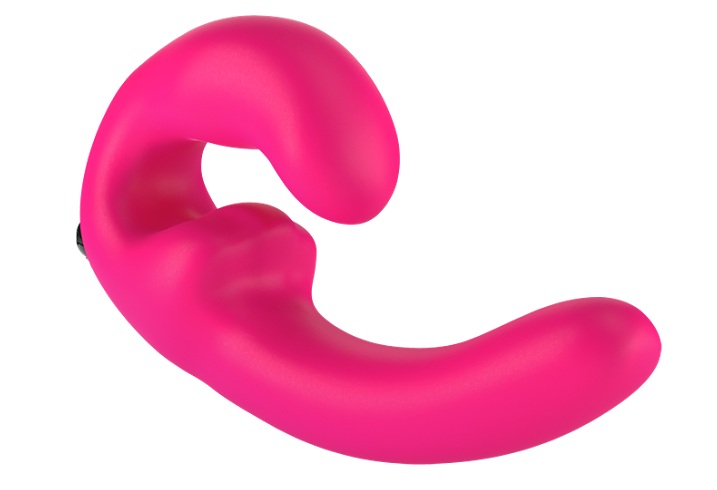 Розовый страпон с вибрацией Sharevibe - 22 см.