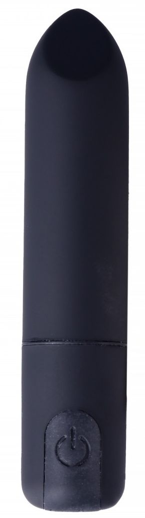 Черная гладкая коническая вибропуля - 8,5 см.